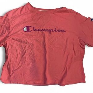 Champion Coral Tee with Purple Script Trim